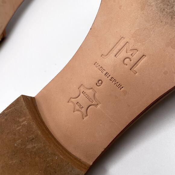 J. McLaughlin Adima Flat Slide Sandals 9  Straw Tortoiseshell Chain - Picture 9 of 9